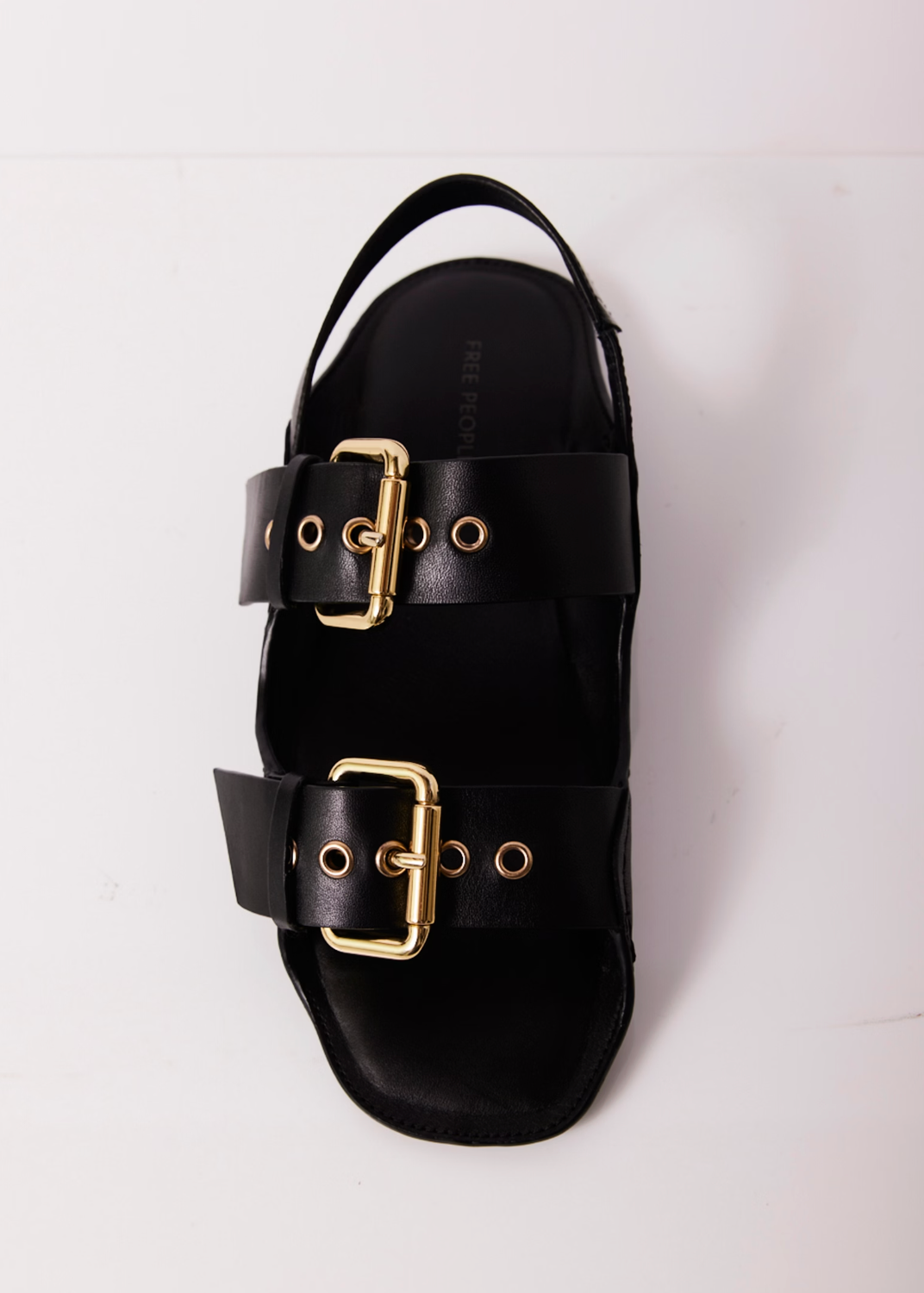 Free People Blossom Buckle Sandal | Black Leather
