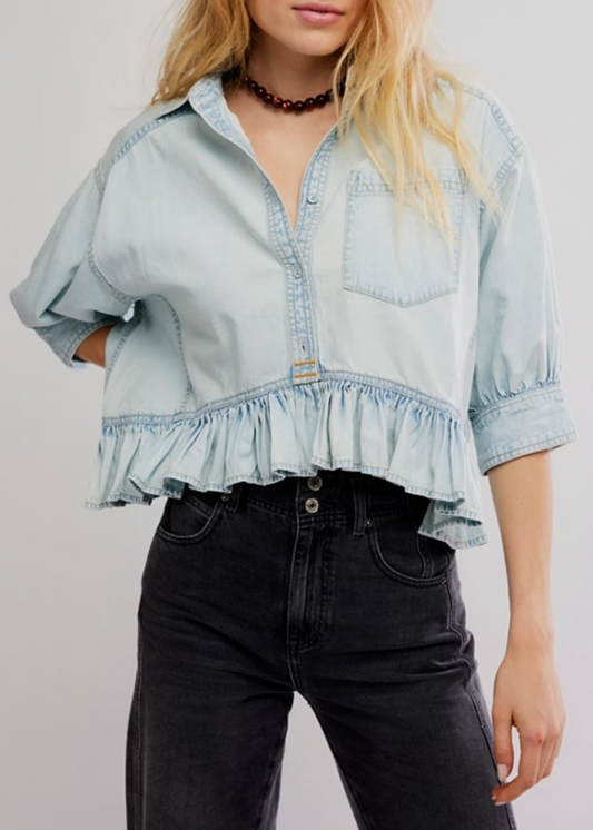Free People Bailey Denim Shirt | Light Tint Wash