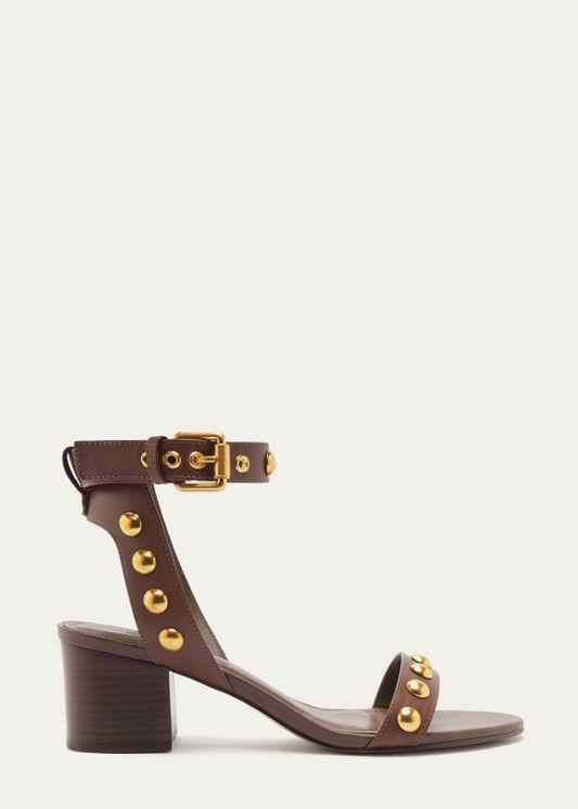 FARM Rio Leather Block Sandal | Walnut