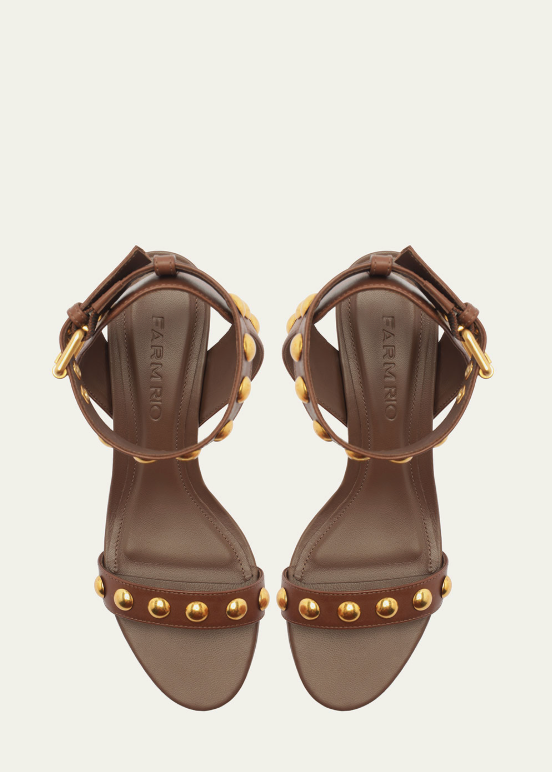 FARM Rio Leather Block Sandal | Walnut