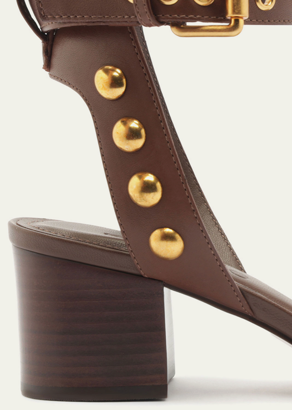 FARM Rio Leather Block Sandal | Walnut