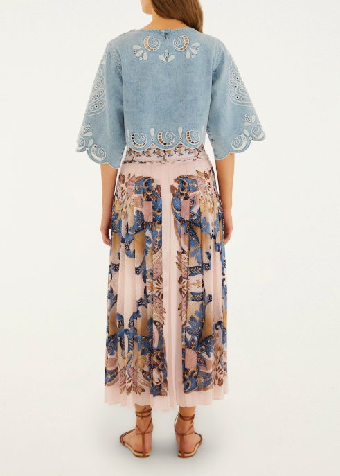 FARM Rio Sea Garden Scarf Soft Pink Maxi Skirt