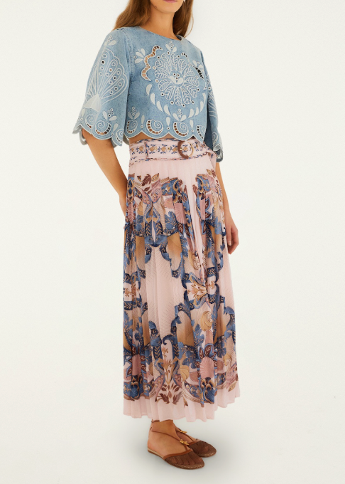 FARM Rio Sea Garden Scarf Soft Pink Maxi Skirt