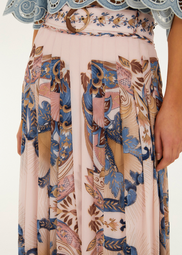 FARM Rio Sea Garden Scarf Soft Pink Maxi Skirt