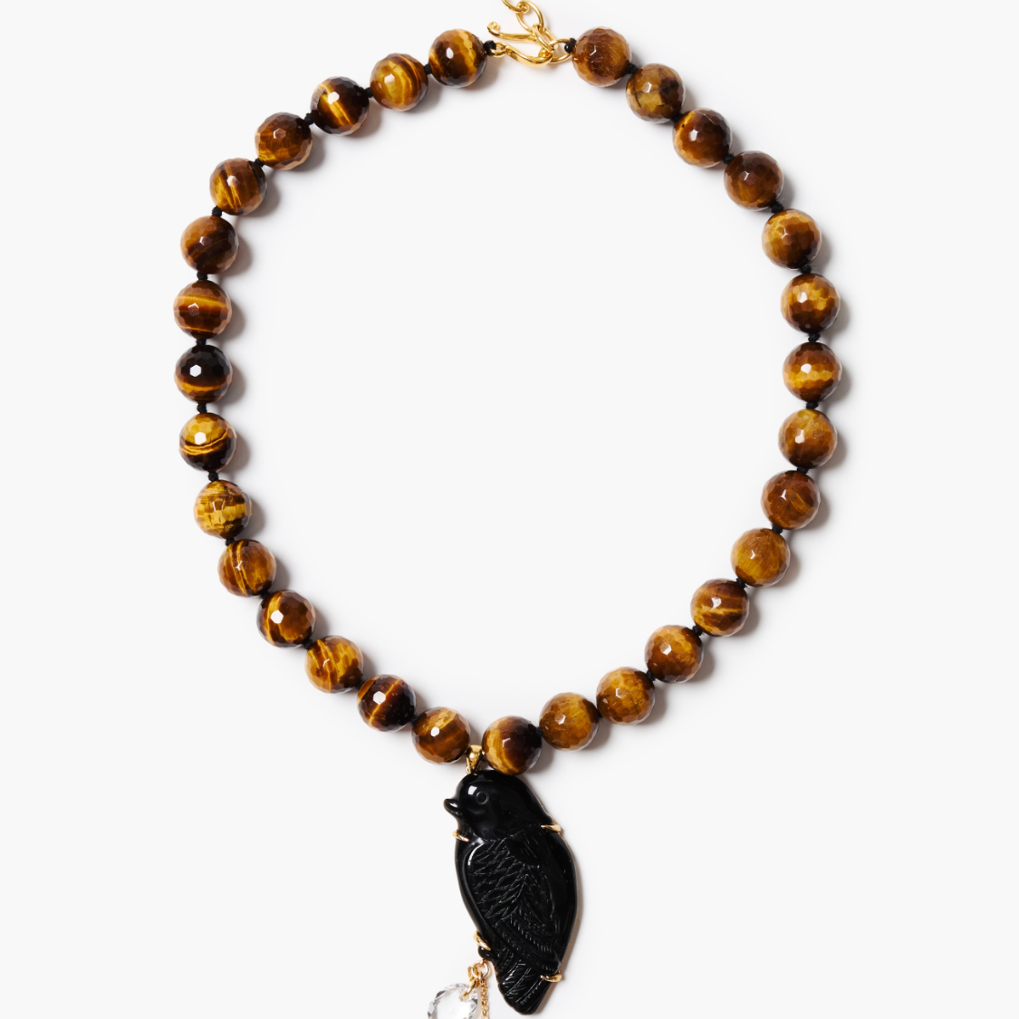 Chan Luu Tigers Eye + Black Obsidian Pendant Necklace
