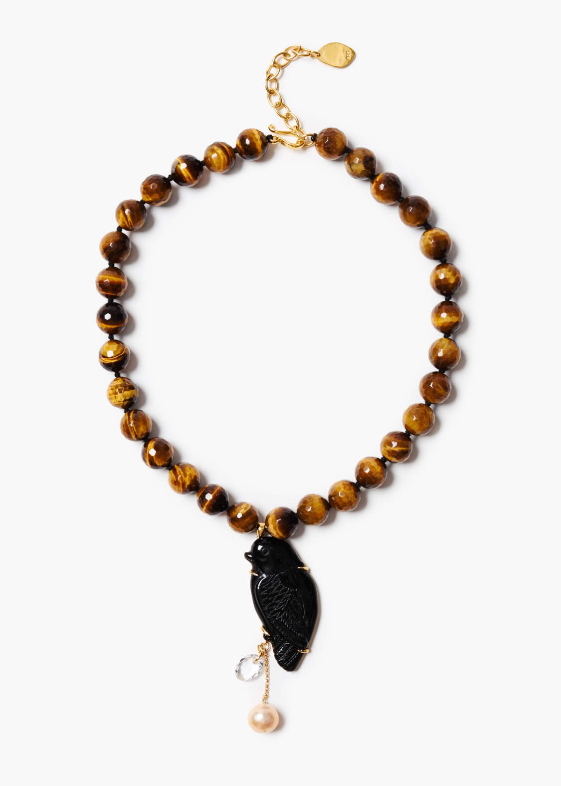 Chan Luu Tigers Eye + Black Obsidian Pendant Necklace