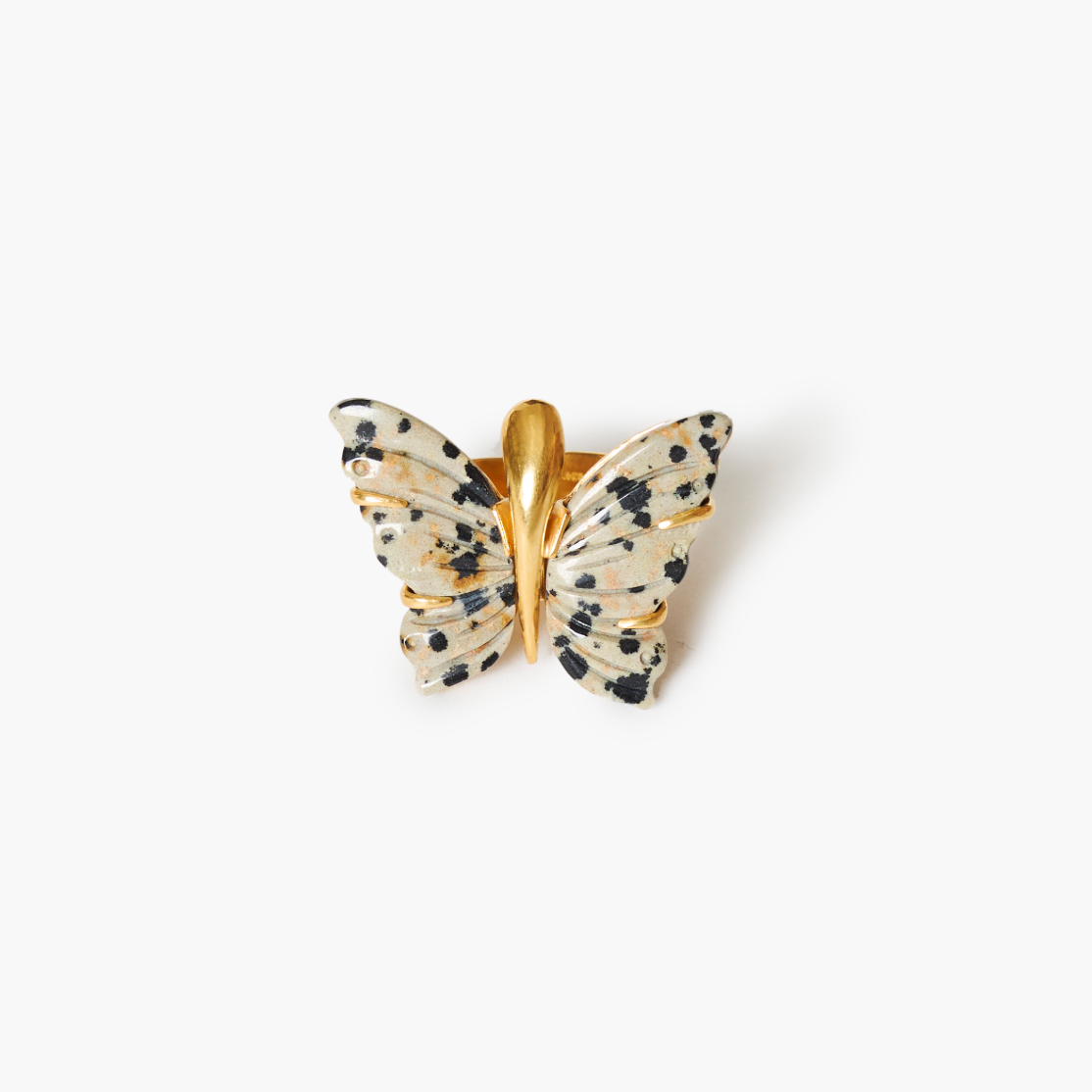 Chan Luu 18k Gold Plated Carved Jasper Butterfly Ring
