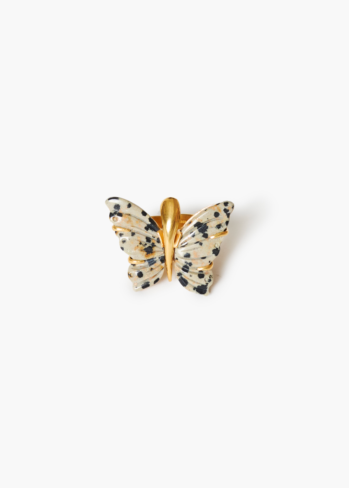Chan Luu 18k Gold Plated Carved Jasper Butterfly Ring