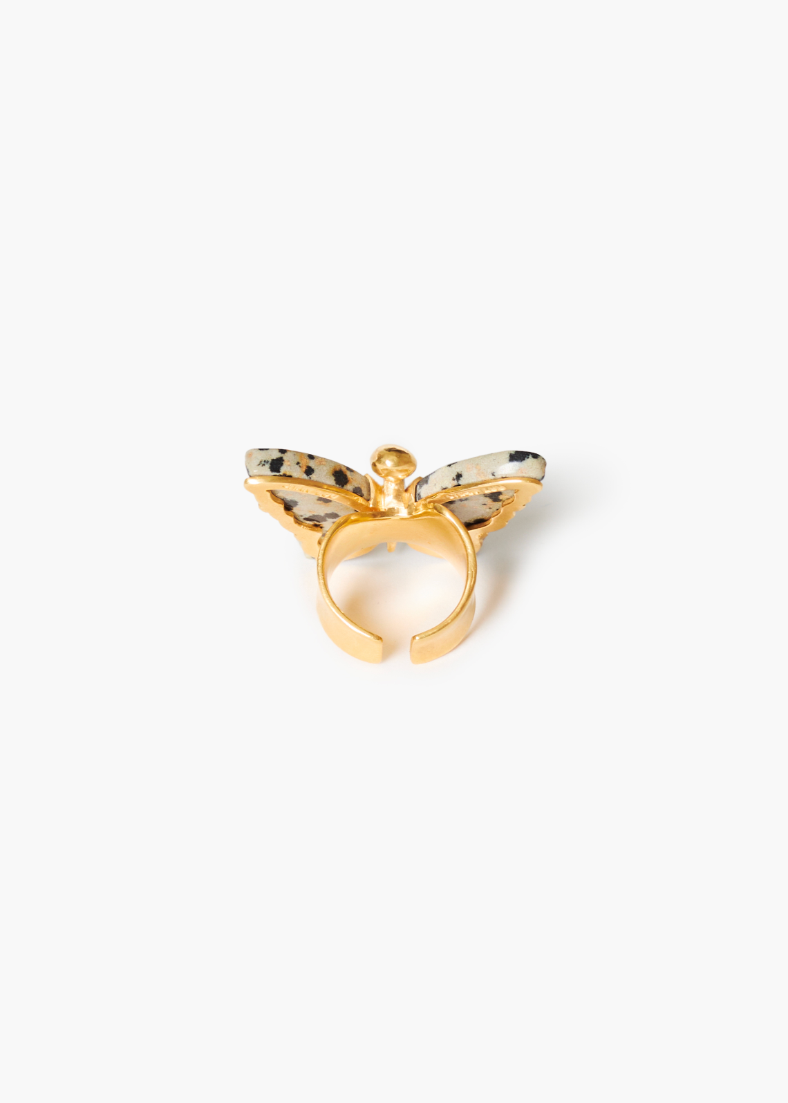Chan Luu 18k Gold Plated Carved Jasper Butterfly Ring