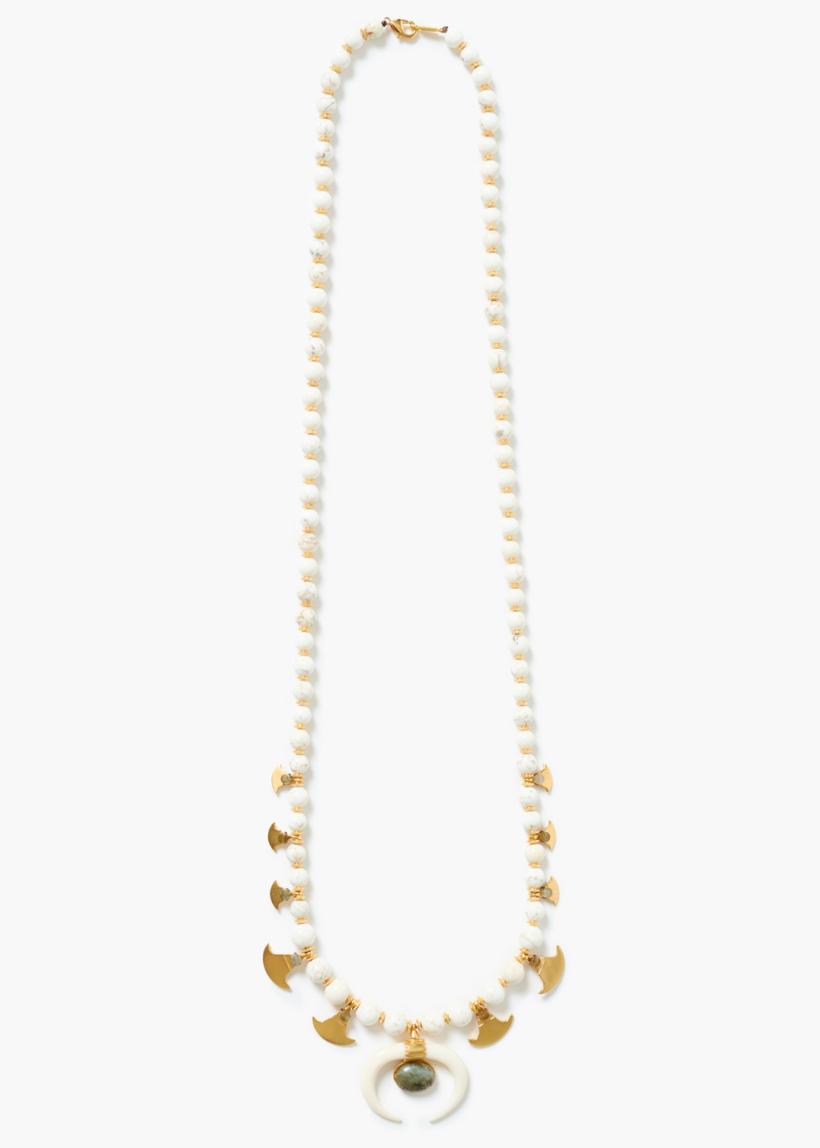 Chan Luu White Magnesite Squash Blossom Necklace