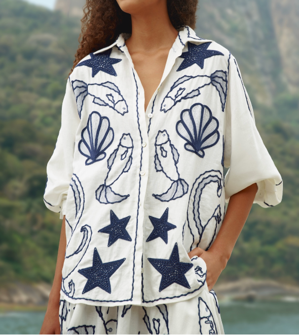 FARM Rio Fresh Fish Shirt | Off-White