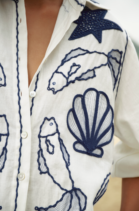 FARM Rio Fresh Fish Shirt | Off-White