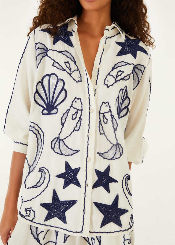 FARM Rio Fresh Fish Shirt | Off-White
