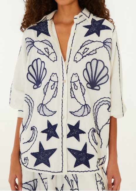 FARM Rio Fresh Fish Shirt | Off-White