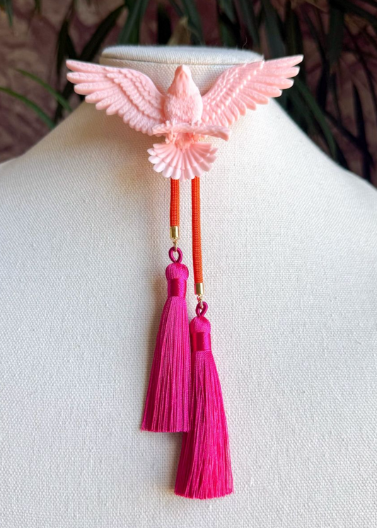 Rahya Eagle Bolo Blush Pink with Solar Orange & Fuchsia