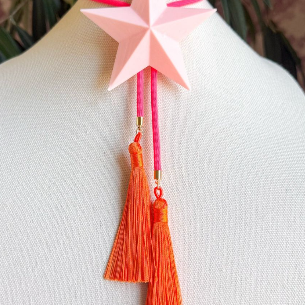 Rahya Lone Star Bolo Blush Pink with Neon Pink & Orange