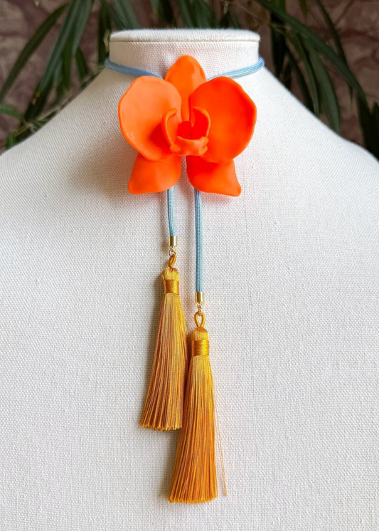 Rahya Orchid Bolo Orange Citrus with Baby Blue & Golden Yellow
