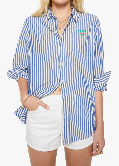 MOTHER The Bestie | White And Blue Stripe