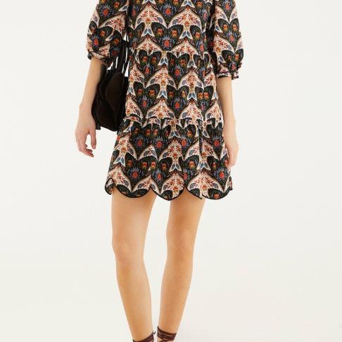 FARM Rio Porcelain Birds Black Mini Dress