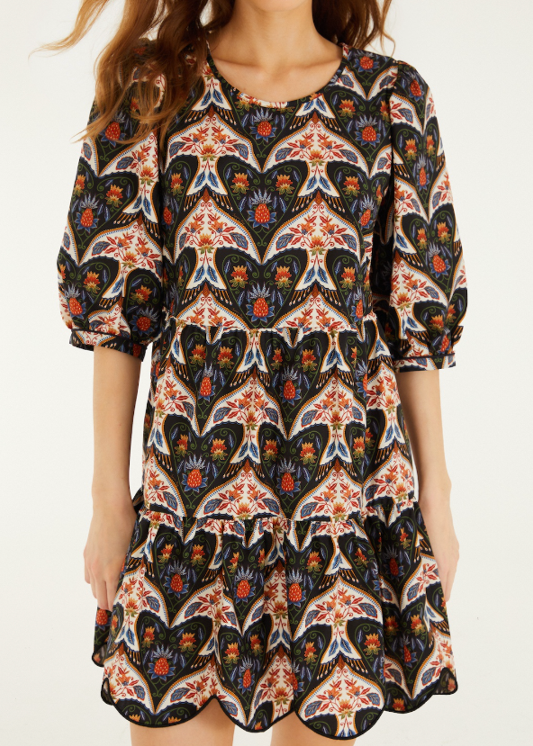 FARM Rio Porcelain Birds Black Mini Dress