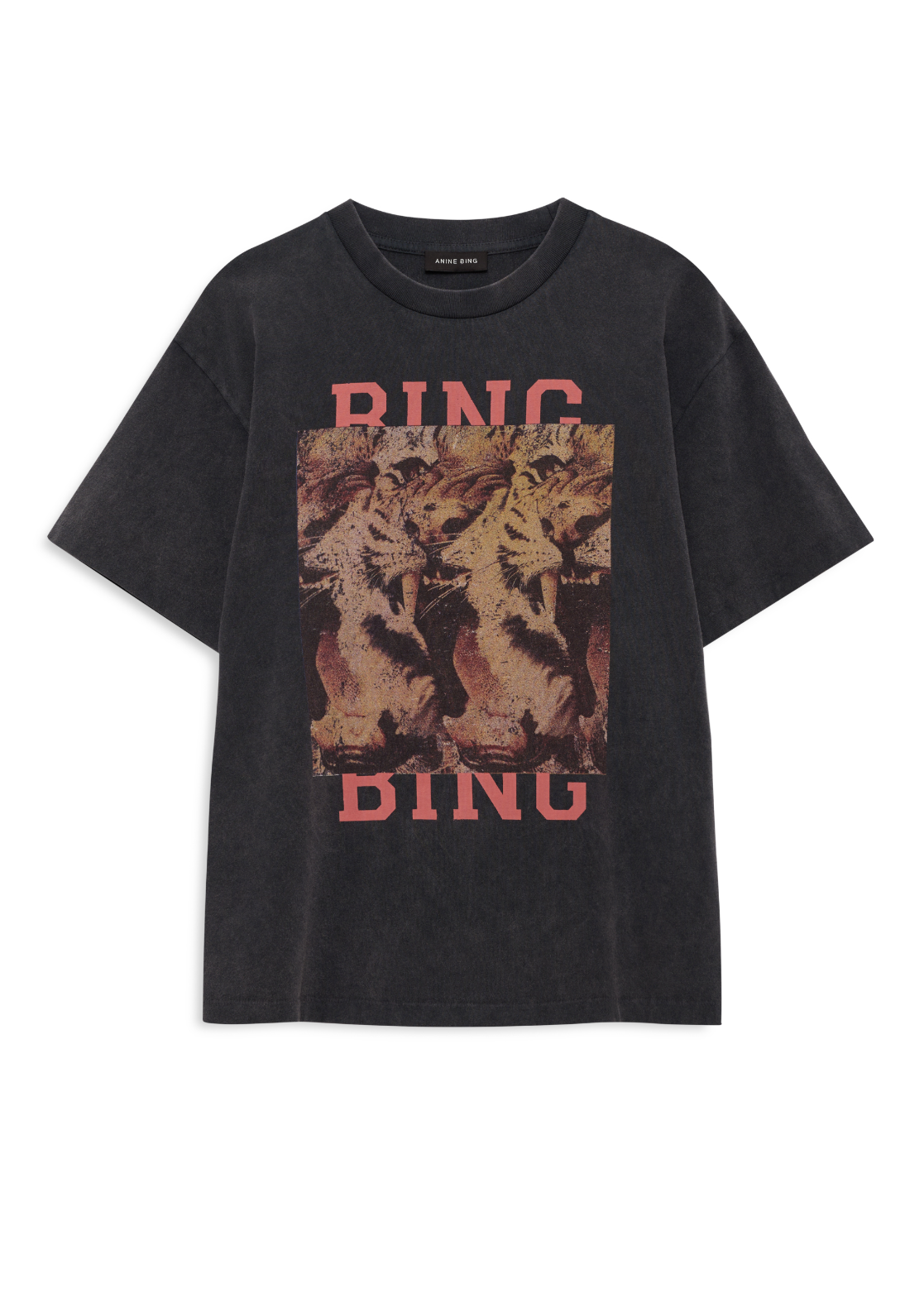 Anine Bing Cade Tee Tiger Bing | Washed Black