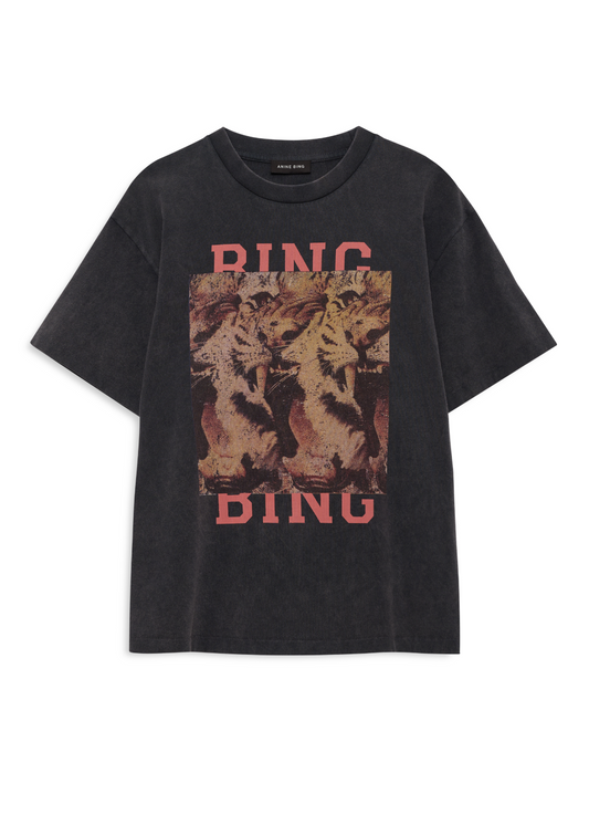 Anine Bing Cade Tee Tiger Bing | Washed Black