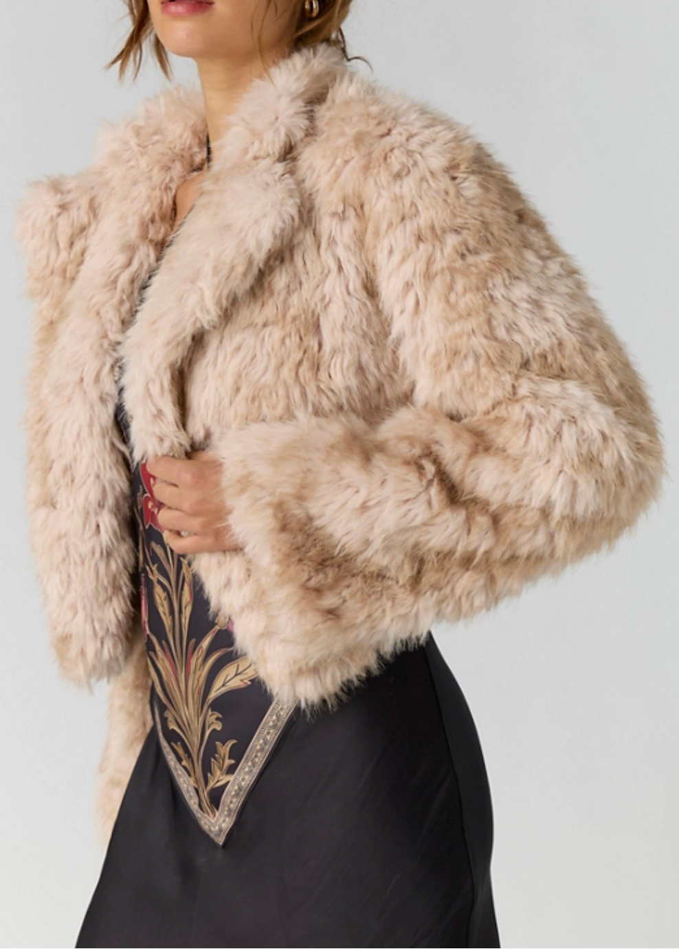 Free People Supernova Cropped Fur Jacket | Ivory Combo