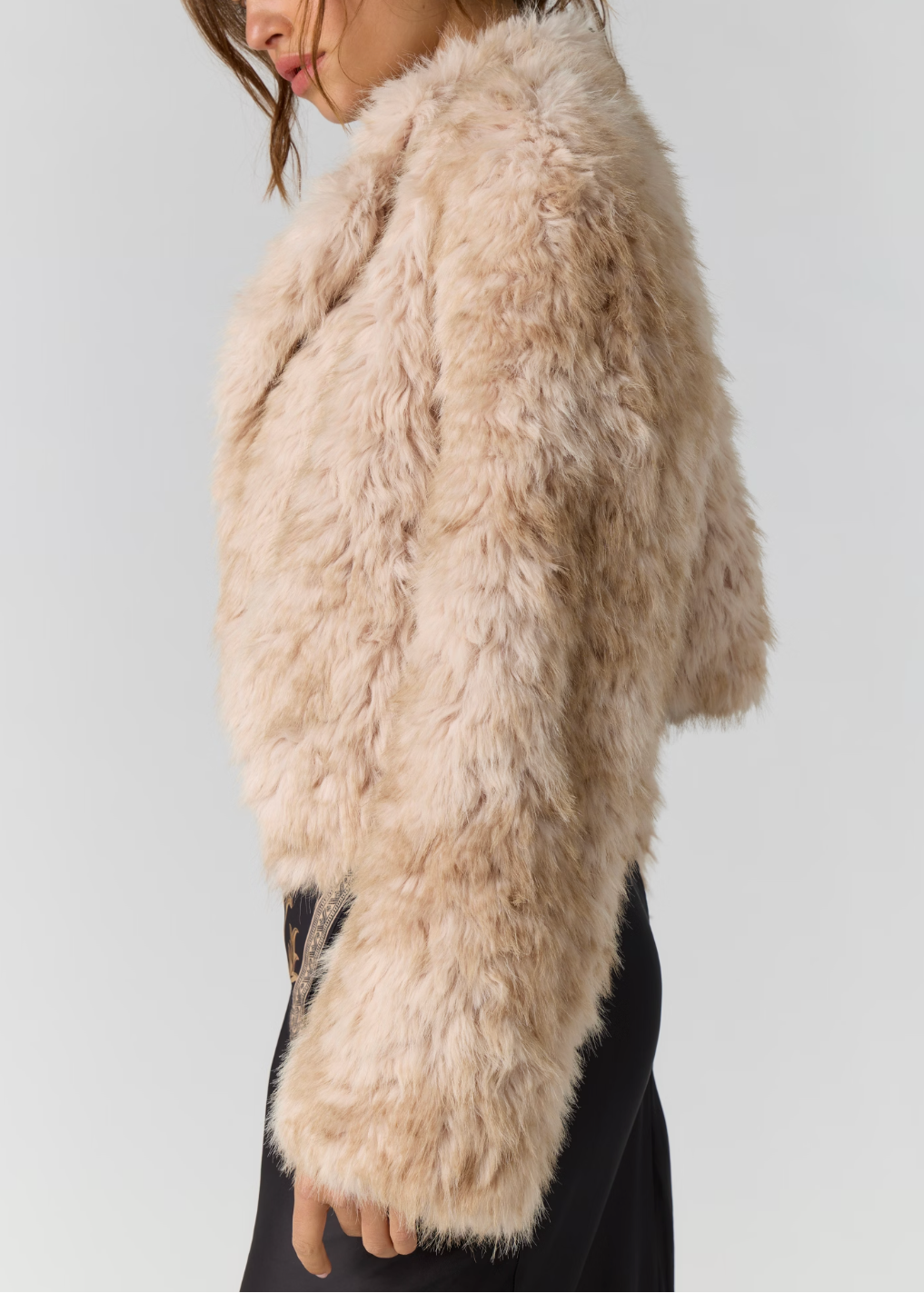 Free People Supernova Cropped Fur Jacket | Ivory Combo