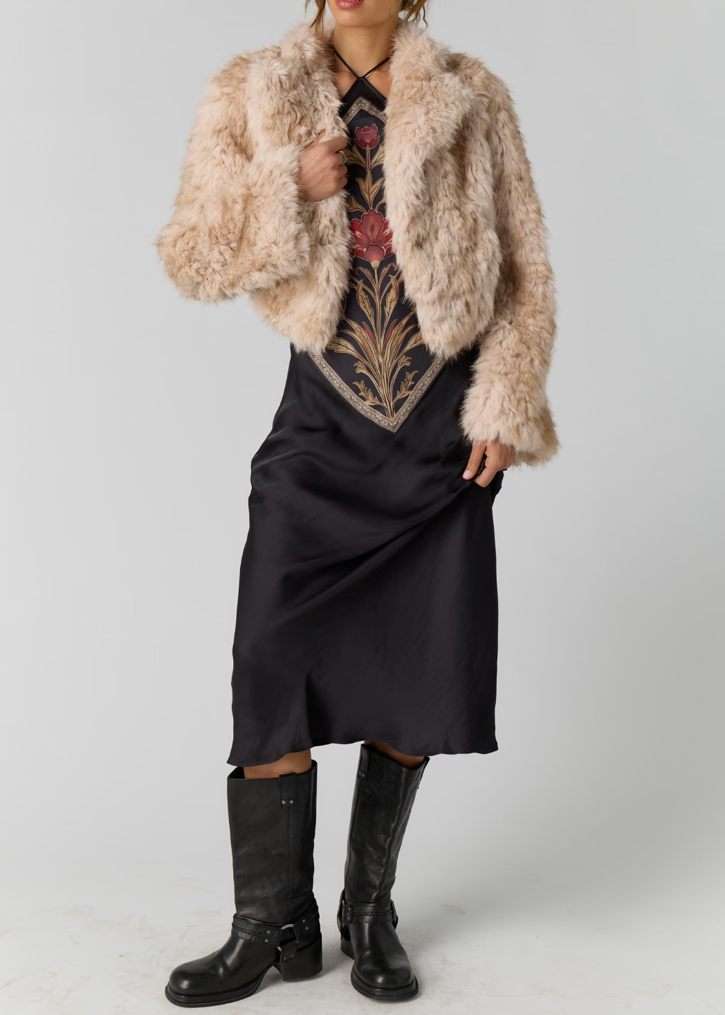 Free People Supernova Cropped Fur Jacket | Ivory Combo