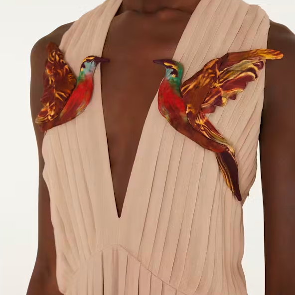 FARM Rio Bird Poetry Pink Hummingbird Sleeveless Maxi Dress