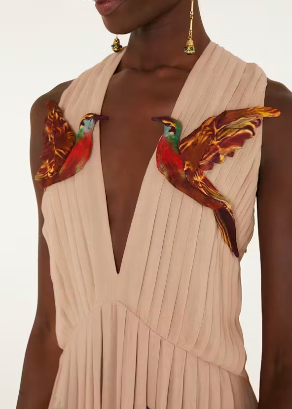 FARM Rio Bird Poetry Pink Hummingbird Sleeveless Maxi Dress