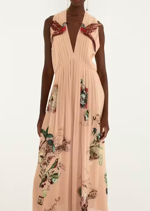 FARM Rio Bird Poetry Pink Hummingbird Sleeveless Maxi Dress