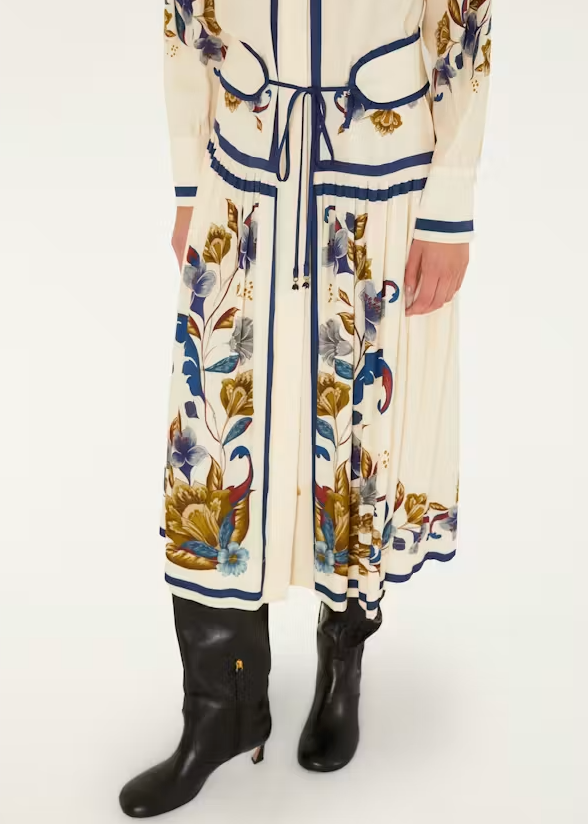 FARM Rio Golden Nature Cream Belt Midi Dress