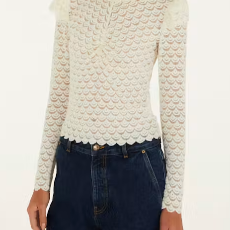 FARM Rio Off-White Long Sleeve Top | Off-White