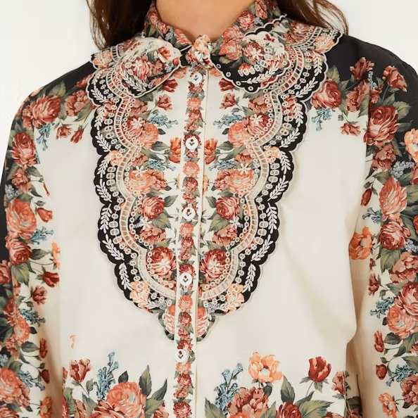 FARM Rio Winter Floral Cream Long Sleeve Shirt