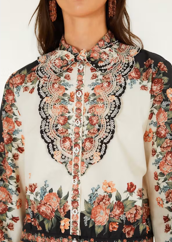 FARM Rio Winter Floral Cream Long Sleeve Shirt