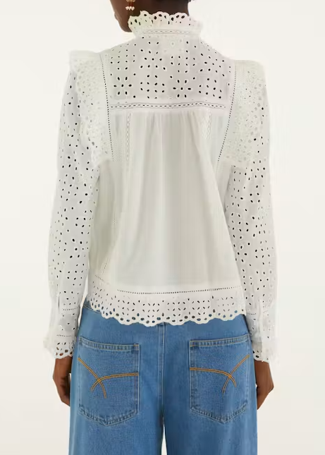 FARM Rio Long Sleeve Blouse English | Off-White