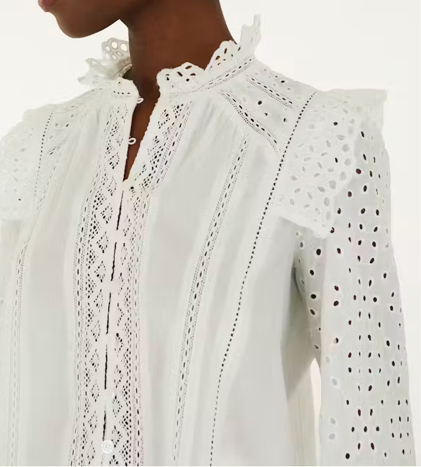 FARM Rio Long Sleeve Blouse English | Off-White