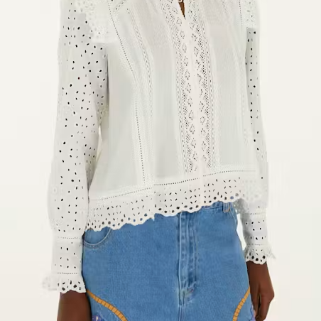 FARM Rio Long Sleeve Blouse English | Off-White