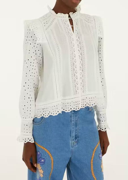 FARM Rio Long Sleeve Blouse English | Off-White