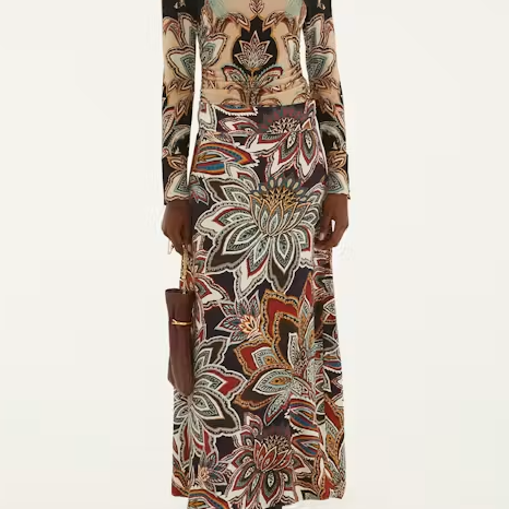 FARM Rio Tapestry Flowers Beige Maxi Skirt | Tapestry Flowers Beige