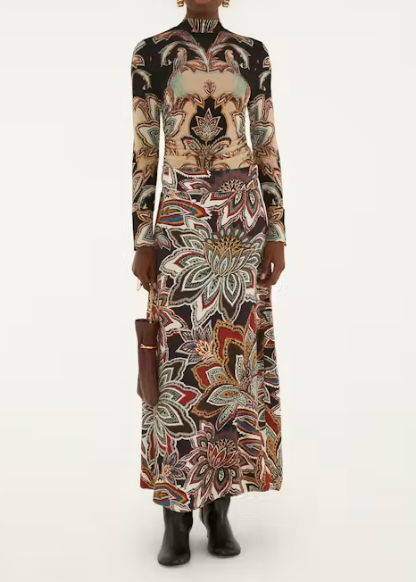 FARM Rio Tapestry Flowers Beige Maxi Skirt | Tapestry Flowers Beige