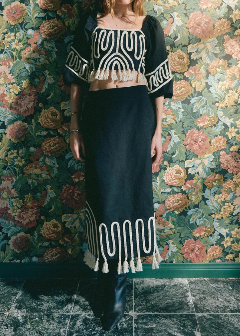 Cleobella Lola Midi Skirt | Black Ivory
