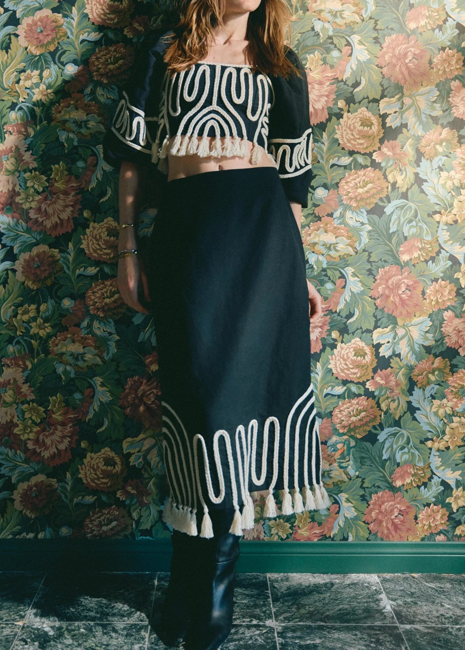 Cleobella Lola Midi Skirt | Black Ivory