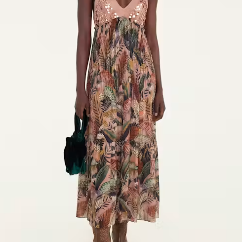 FARM Rio Artisanal Birds Pink Sleeveless Maxi Dress