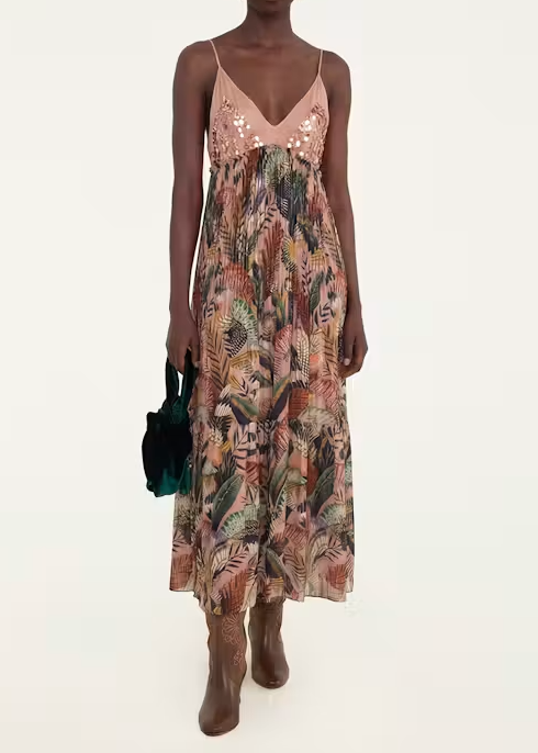 FARM Rio Artisanal Birds Pink Sleeveless Maxi Dress