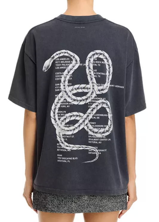 Anine Bing Kent Tee Twisted Snake - Washed Charcoal