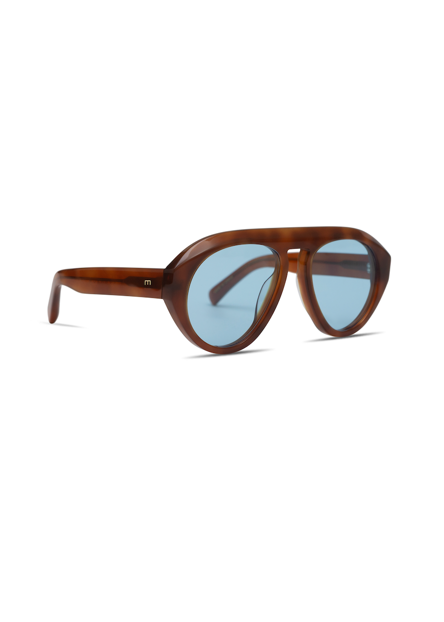 Elisa Johnson Val in Light Brown Tortoise Blue Lens