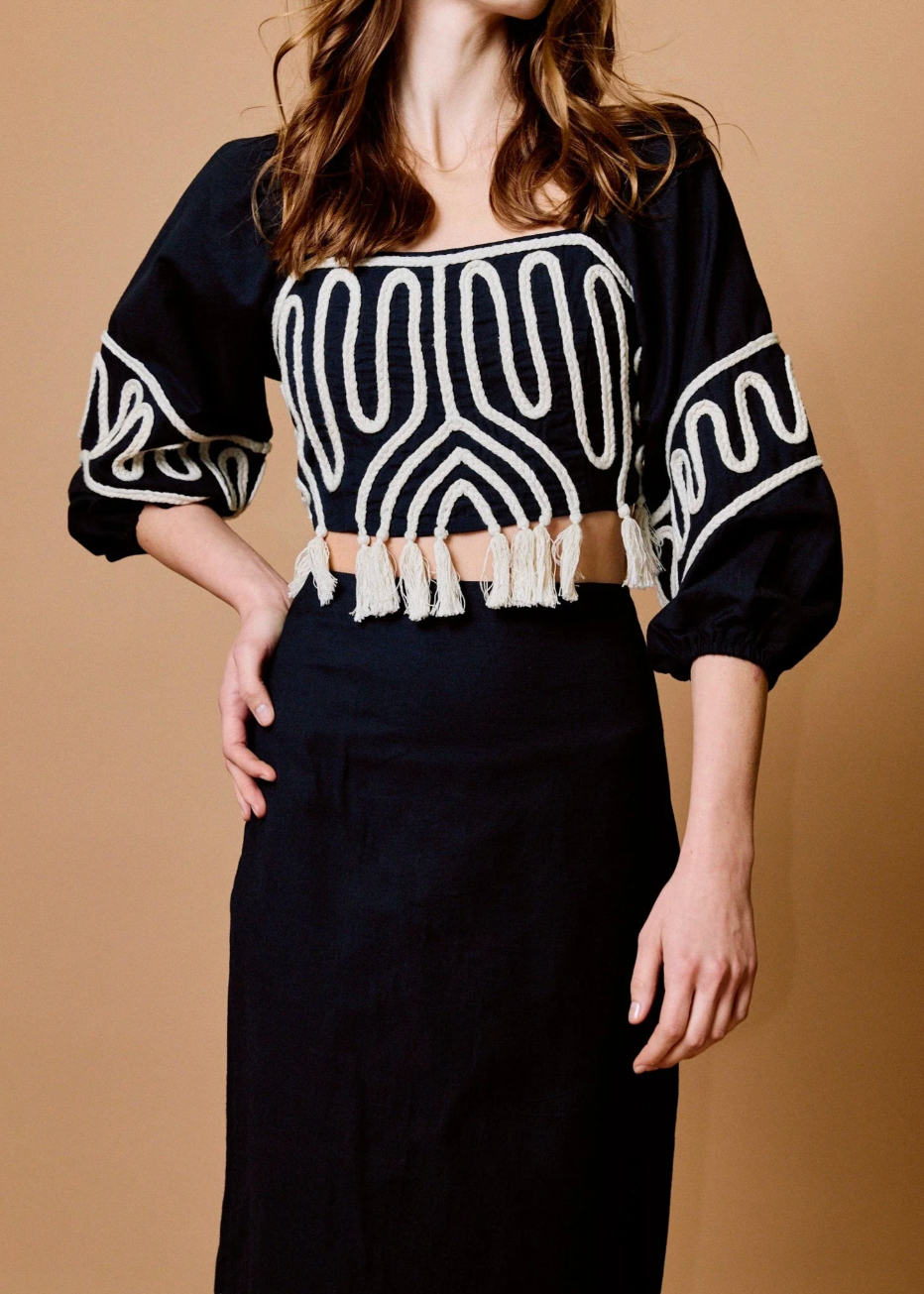 Cleobella Etta Top | Black Ivory