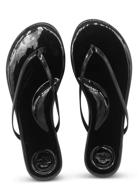 Solei Sea Indie Classic Thin Strap Sandal | Onyx Patent